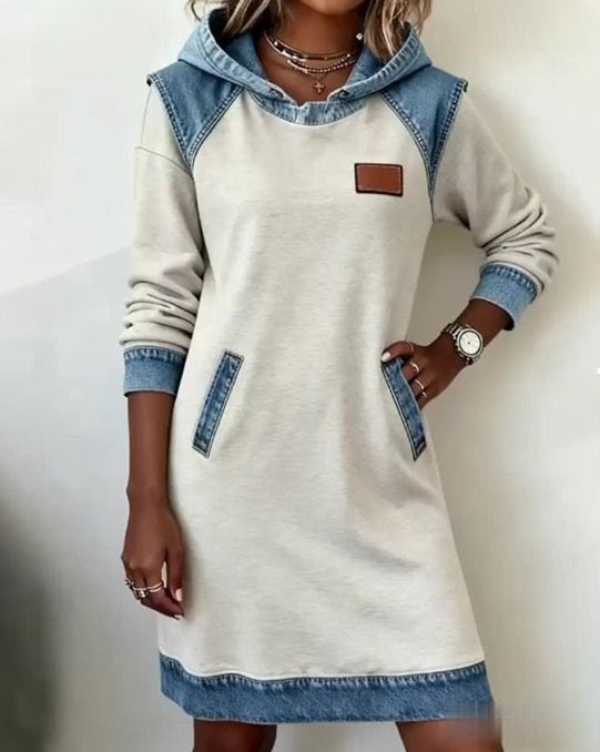 🌷🌞Νέο φόρεμα τζιν patchwork για τον χειμώνα του 2025, κομψό και απλό