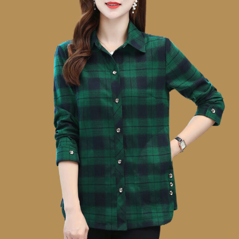 🎁【L-5XL】💕Νέα μοντέρνα και ευέλικτα φθινοπωρινά καρό πουκάμισα για γυναίκες,Μοναδικό πουκάμισο!