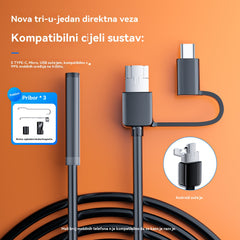 (Tip-C, USB, Micro USB) Endoscop 3 în 1, 5 m