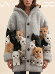 🐱【Nou sosit】Cardigan tricotat cu imprimeu pisică