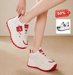 Pantofi Casual Din Piele Bicolori Cu Talpă Înaltă