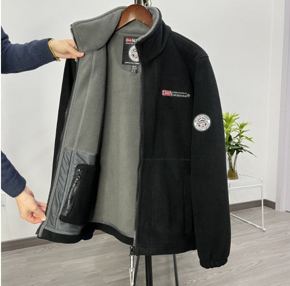 Ανδρικό παλτό από χοντρό μάλλινο fleece, ζεστό και άνετο