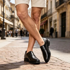 Pantofi Eleganți din Piele Naturală pentru Bărbați, Model de Vară Perforat și Respirabil, Pantofi Oxford Business-Casual Fără Șireturi