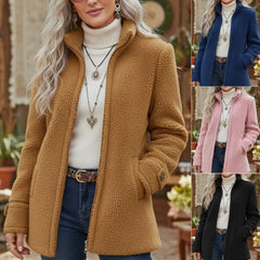📢【Nouă sosire】Geacă din fleece uni cu fermoar – Combinația perfectă de confort și stil