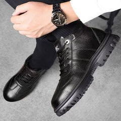 【39-44】Pantofi casual din piele pentru bărbați, de iarnă, confecționați din piele groasă și țesătură de bumbac, cu căptușeală de lână.