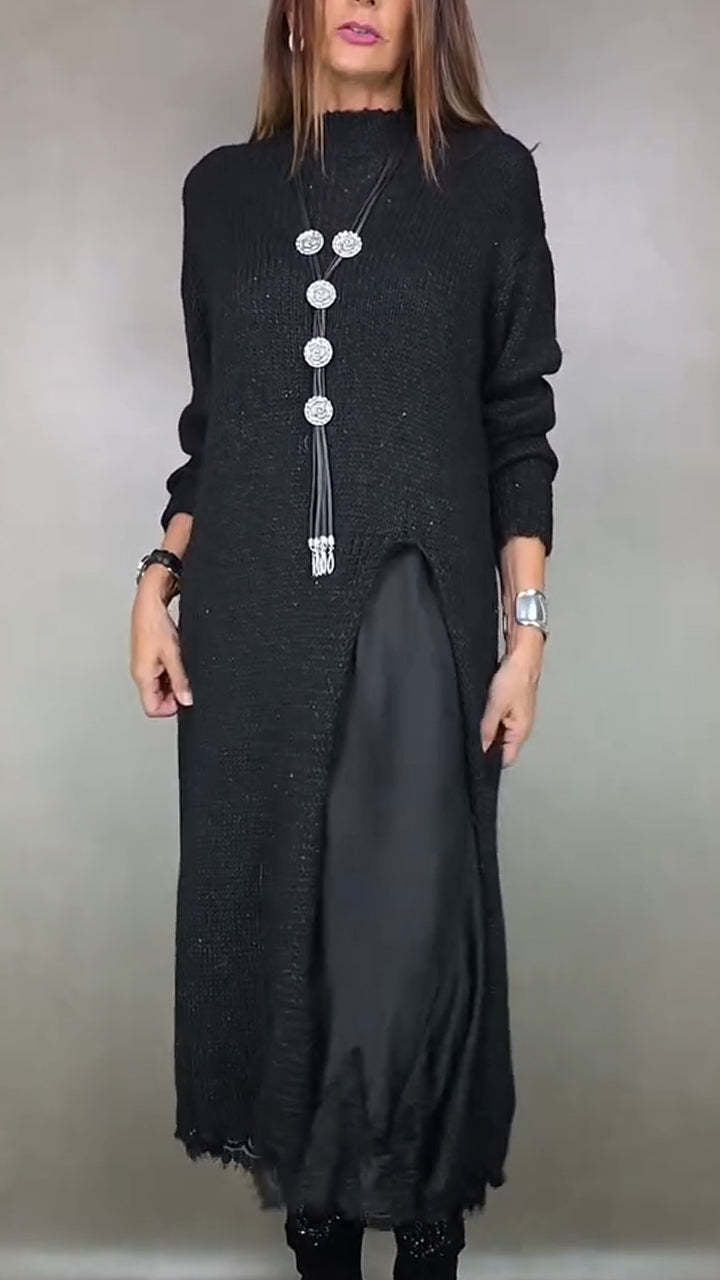 【Rochie + Pulover】👗Set nou de dantelă, design despicat, model pulover
