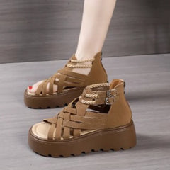 Sandale din piele naturală, stil roman: talpă cu platformă, stil casual, mărimi 35-40 ✨