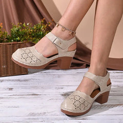 👍【Top 3 cele mai apreciate】Sandale retro elegante cu perforații și toc gros