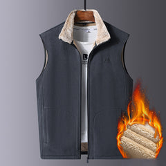 🔥【Mari reduceri】🧥 Vestă căptușită din blană de oaie, caldă, fără mâneci, pentru bărbați