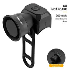 🛍️ Super Promoție: 1+1 GRATIS! Claxon Electronic Puternic 120 dB pentru Bicicletă și Trotinetă | Tip-C, IP4