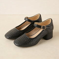 【Piele naturală premium atent selecționată】Sandale elegante cu toc înalt și design decupat