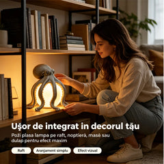 ✨Veioză de Masă Creativă în Formă de Caracatiță, Lampă Decorativă din Rășină Stil Marin, Lumină de Veghe pentru Dormitor și Living
