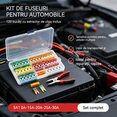 🔧⚡ 【120 bucăți + clește】Set Asortat de Siguranțe Auto – Toate Amperajele Într-o Singură Cutie de Organizare! 🚗🧰