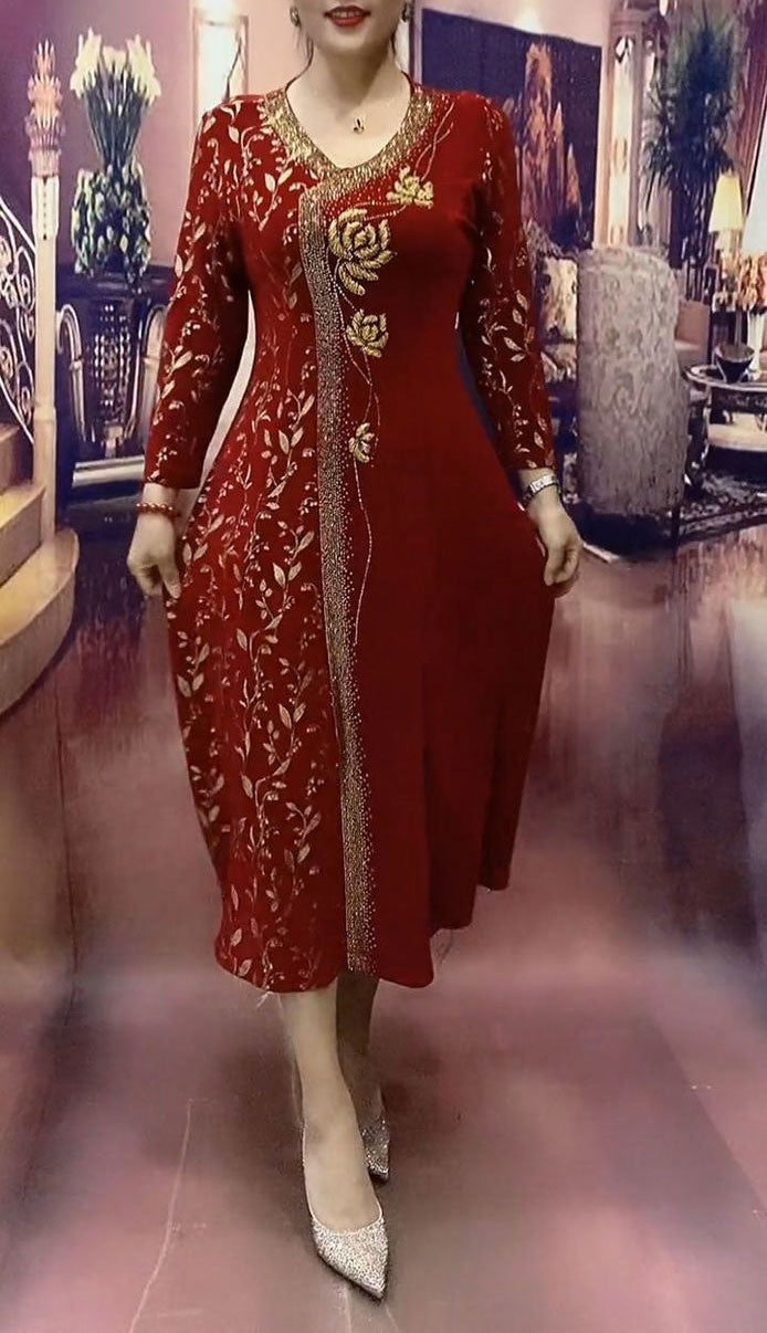 🔥👗【Premiat】Rochie modernă și elegantă, cu decolteu în V și imprimeu