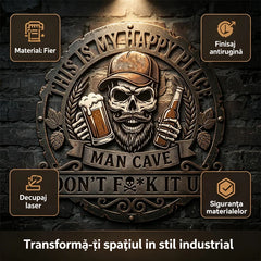 🍻💀Placă Metalică Decorativă de Perete - Stil Industrial/Retro “Man Cave”