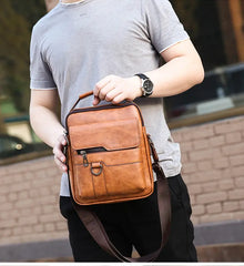 🏆【Variantă premium din piele naturală】Geantă bărbătească vintage casual de umăr, cu capacitate mare