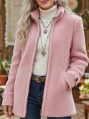 📢【Nouă sosire】Geacă din fleece uni cu fermoar – Combinația perfectă de confort și stil