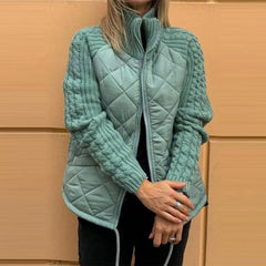 🔥💥【Vânzări mari–Curând înapoi la prețul inițial】Jachetă tricotată modernă cu guler tip tunică și combinație de țesături