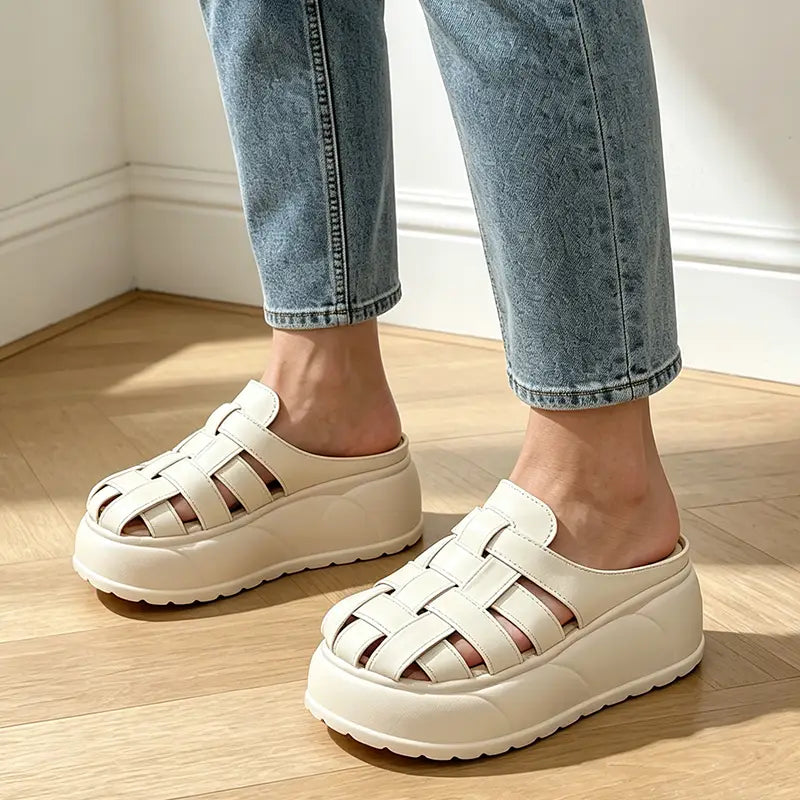 Saboți de Vară Gen „Cage Shoes” cu Platformă: Design Împletit, Talpă Ultra-Moale și Amortizantă, Mărimi 36-41