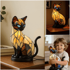 🐱 Lampă de masă creativă în formă de pisică, lumină de noapte retro, din rășină colorată