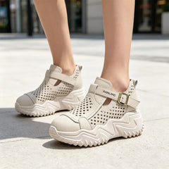【Efect de înălțare invizibil】Pantofi casual eleganți, perforați, respirabili și confortabili