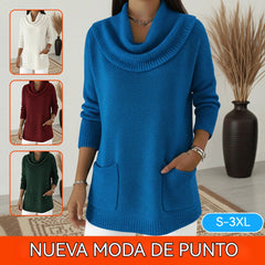🧶🔥 Pulover Tricotat Monocrom cu Guler Larg