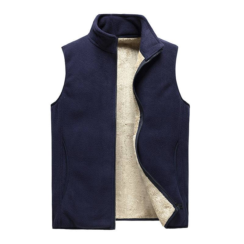 😍Vestă de iarnă bărbătească din cașmir, cu căptușeală din fleece, caldă și confortabilă