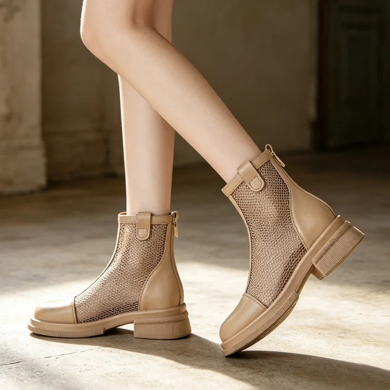 👢【Piele selectată】Botine elegante franțuzești cu plasă respirabilă