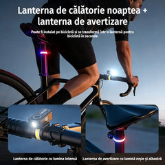 Lanternă de Cap și Bratara LED 2-în-1 pentru Alergare și Ciclism, Ecran LCD, Senzor de Mișcare, Lumină Albă/Roșie de Avertizare, Încărcare USB, Ultra Luminoasă