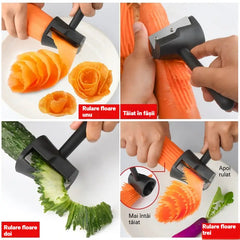 【3 buc】Dispozitiv Manual pentru Spiralat Legume: Formă de Pâlnie pentru Decorat Farfurii, Feliator Creativ pentru Morcovi și Castraveți