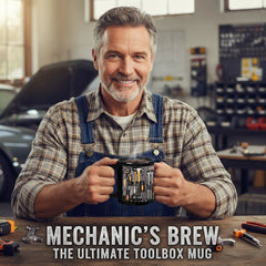 ☕ Cana cu design de trusă de scule pentru mecanici — cadoul perfect pentru pasionații de reparații