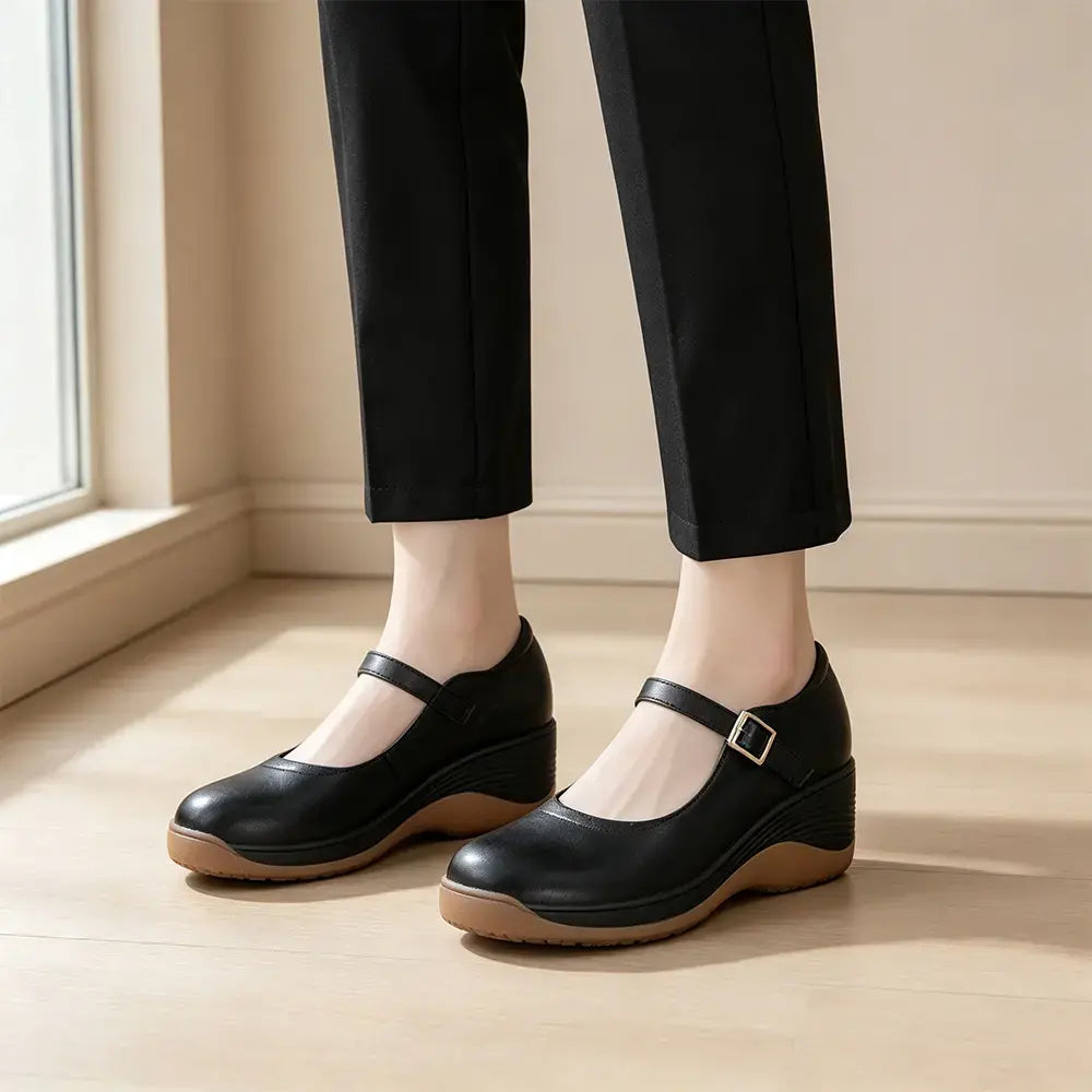 【Piele Naturală Premium】Pantofi Eleganți în Stil Francez cu Toc Wedge