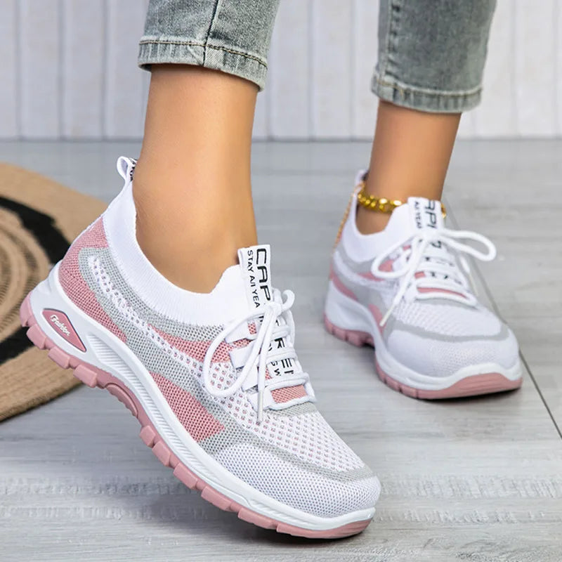 Pantofi Sport de Damă din Plasă Tehnologică – Adidași Casual Ușori și Respirabili, Talpă Moale Ortopedică Antistres, Ameliorează Durerea de Picioare și Susține Arcul Piciorului
