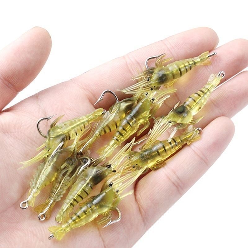 🎣✨【Set de 30 de piese】Momeli bionice fosforescente sub formă de creveți cu cârlig