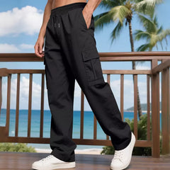 Pantaloni Cargo Bărbătești Multi-Buzunare – Stil Outdoor, Talie Elastică cu Șnur, Confortabili și Rezistenți