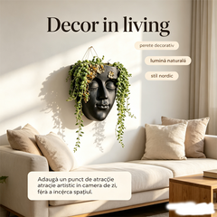 ✨Ghiveci de Perete în Formă de Chip Uman, Sculptură Decorativă pentru Plante Căzătoare, Ghiveci Suspendat de Interior și Exterior, Decor Grădină