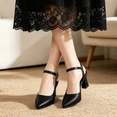 🖤✨【Piele premium atent selecționată】sandale elegante franțuzești cu toc gros