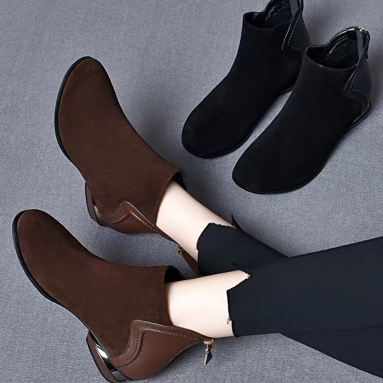 🔥【Μεγέθη 35-41】Νέες μπότες Martin Φθινόπωρο/Χειμώνας 2025, Patchwork από κασμίρ και δέρμα αγελάδας