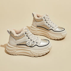 【Sosire nouă】Pantofi retro casual cu design bicolor, talpă groasă și căptușeală, cu înălțare ascunsă
