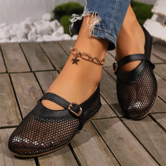 Balerini casual din plasă (mărimi mari): Design respirabil cu imprimeu leopard, talpă moale și confortabilă, mărimi 36-43