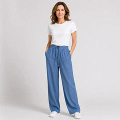 ❤️【S-3XL】👖 Alegerea perfectă pentru vară! Pantaloni lejeri din mătase de gheață, talie înaltă și efect subțiere! ✨🌸