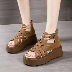 Sandale din piele naturală, stil roman: talpă cu platformă, stil casual, mărimi 35-40 ✨