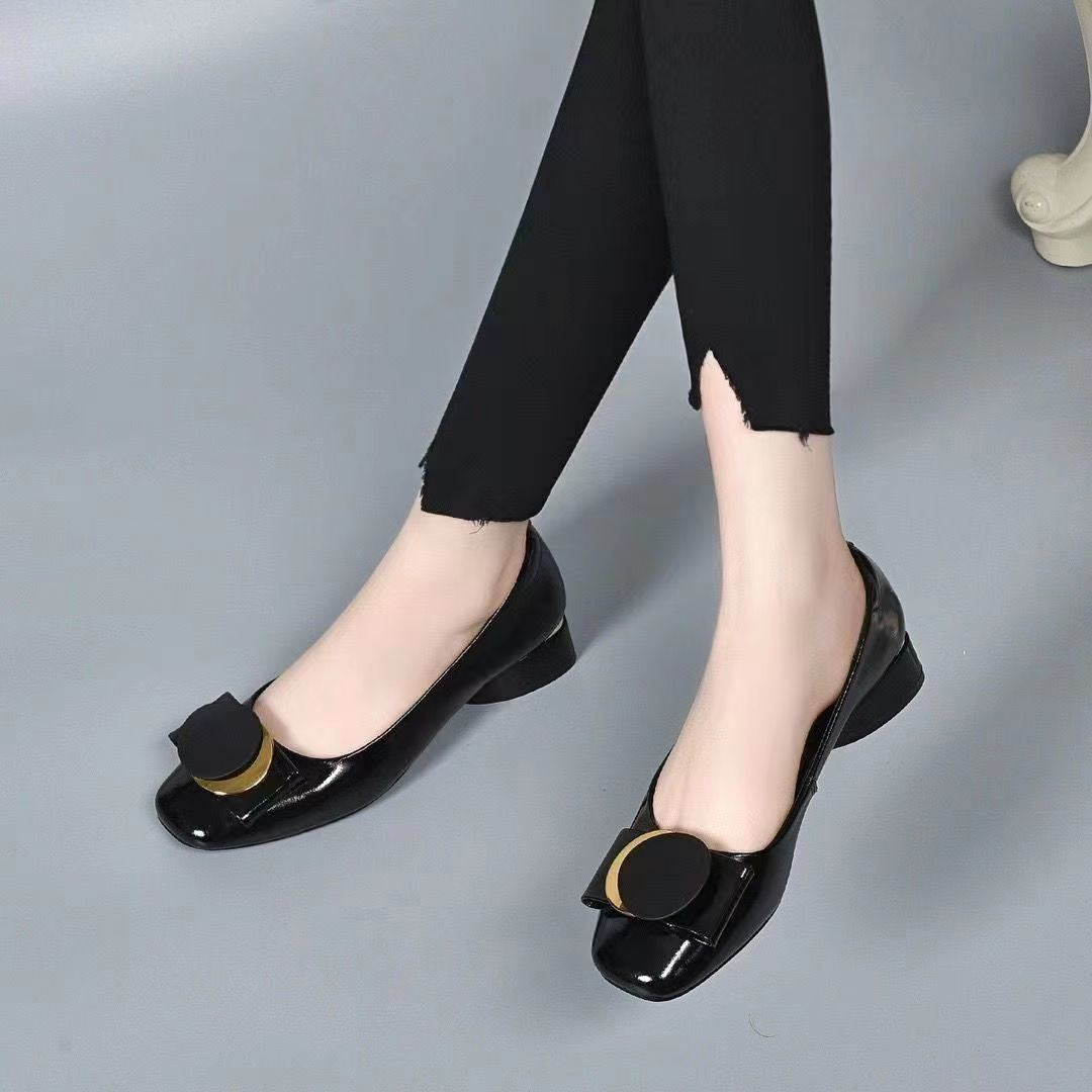 💥🔥👠【Reducere la Produs Nou – În curând la Prețul Inițial】Pantofi la Modă cu Cataramă Metalică, Talpă Moale și Toc Gros
