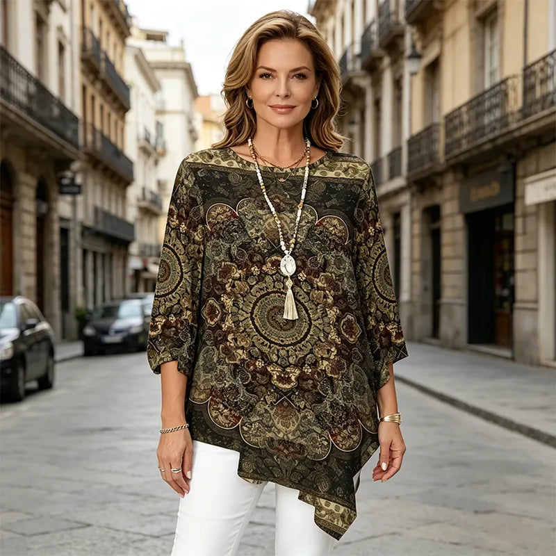 Tricou în stil baroc retro – tiv asimetric pentru un efect vizual de siluetă mai suplă!