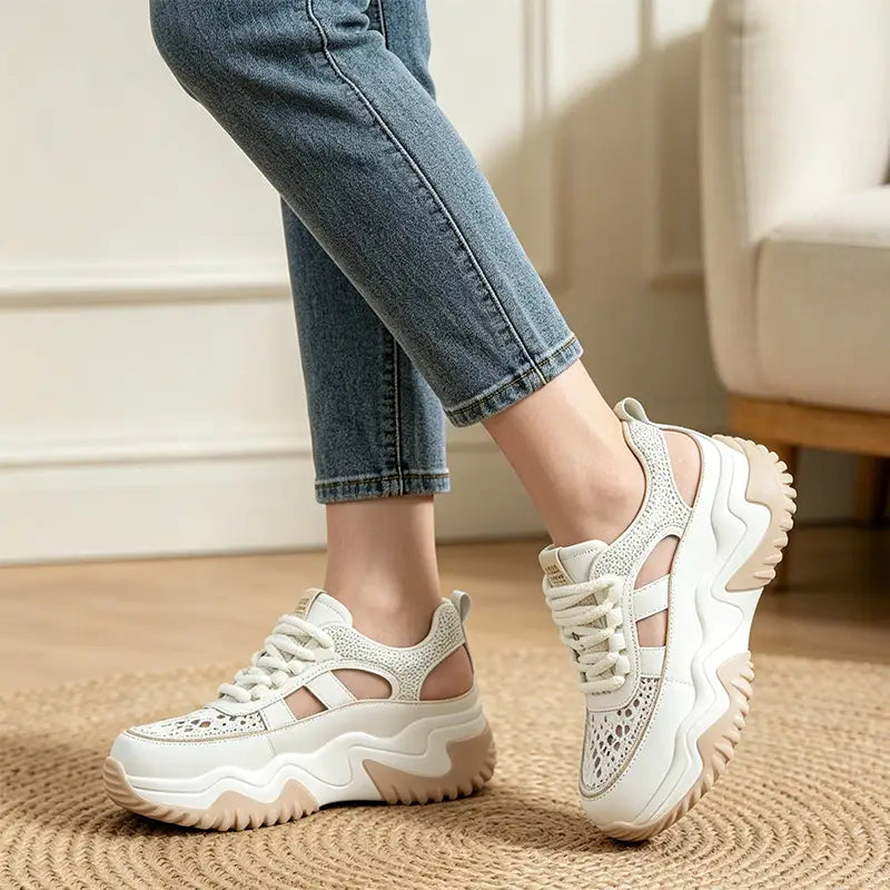 💎👟Pantofi casual moderni cu strasuri și design perforat – efect de înălțare discretă, eleganți și respirabili