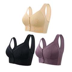 (3 τεμ)💕🎁【45kg-155kg】Υπέρμεγεθες σουτιέν, αναπνεύσιμο, από μαλακό βαμβάκι, με κουμπιά μπροστά——3895256
