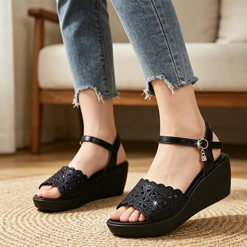 papuci fashion cu platformă, talpă moale și antiderapantă