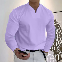 ✨【S-5XL】 Tricou de vară pentru bărbați, din bumbac elastic, cu decolteu în V, în stil nou
