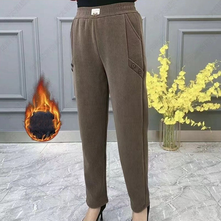 🎁👖Pantaloni casual largi, cu căptușeală groasă din fleece, mărimi mari, potriviți pentru toate tipurile de corp