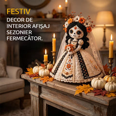 Set Kit DIY Păpușă Patchwork „Ziua Morților”, Pachet Complet de Cusut manual cu Instrucțiuni, Decorațiune Creativă de Halloween